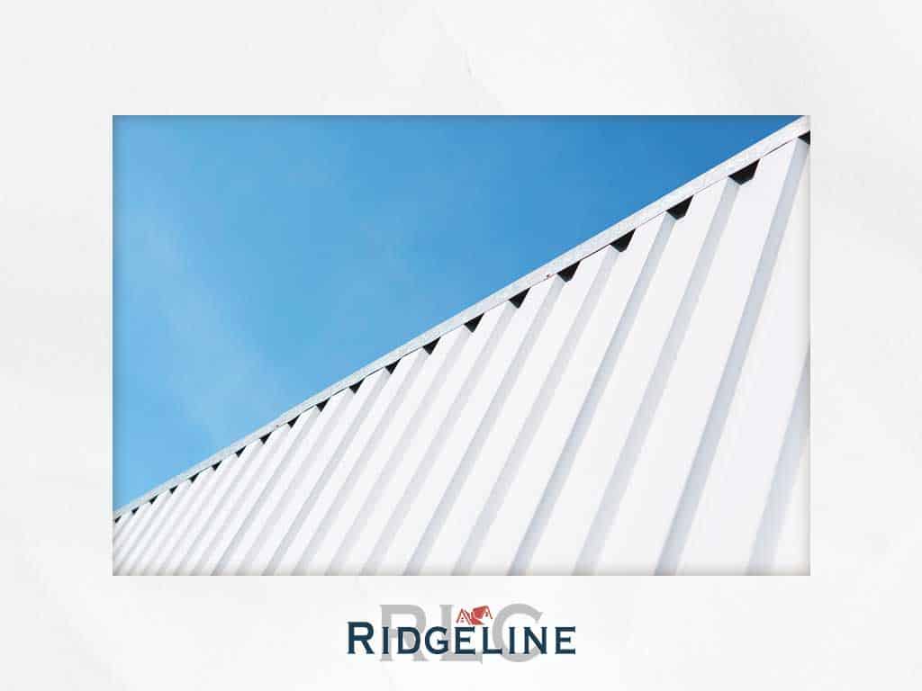metal roofing image with Ridgeline logo.