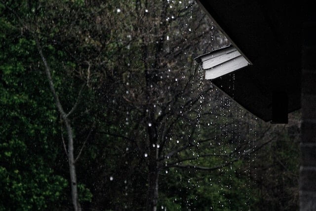 Rain falling off a roof