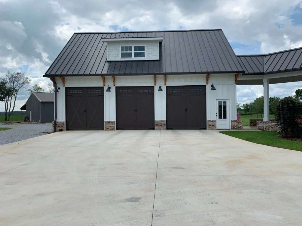 roof and awning over three car garage