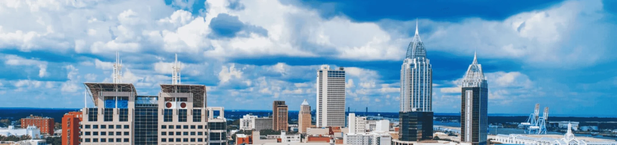 Drone image of Downtown Semmes Skyline on a Sunny Day